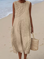 Eliza | Soft Embroidered Sleeveless Midi Dress