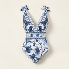 Selvara™ | V-Neck Swimsuit & Skirt Set