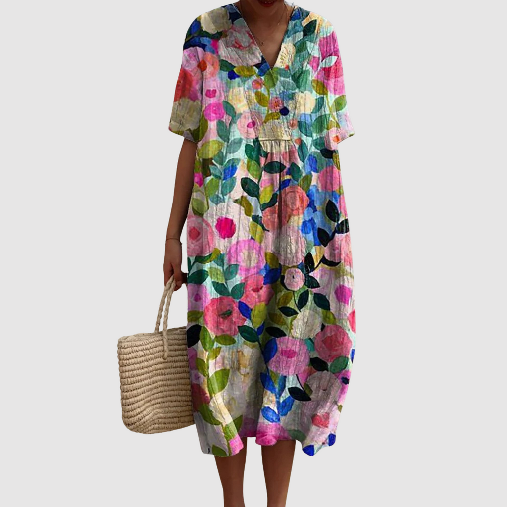 Rosie | Garden Bloom Watercolor Midi Dress